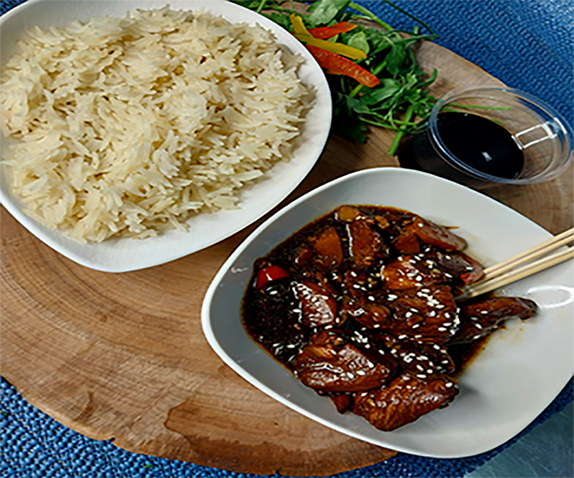 Chicken Chinese with white basmati rice