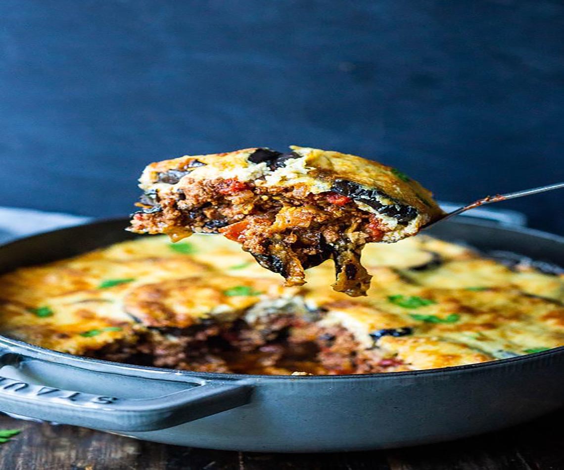 Eggplant with minced meat bechamel